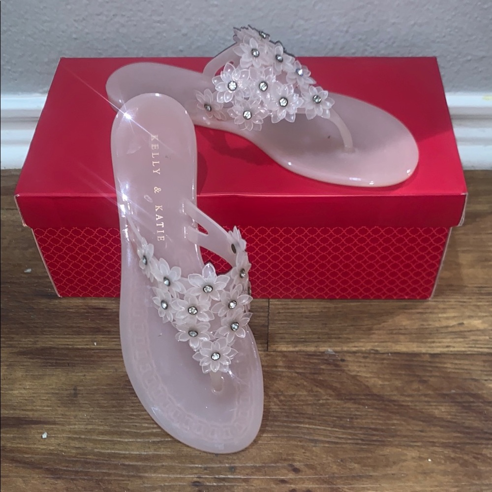 Kelly & Katie Pink Floral Sandals with Jelly Design